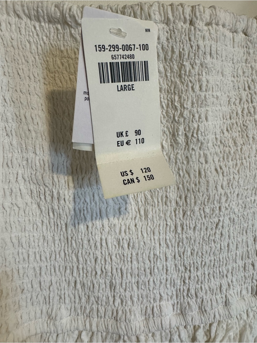 Abercrombie & Fitch White Textured Puff Sleeve Midi Dress Size L NWT - Picture 4 of 6